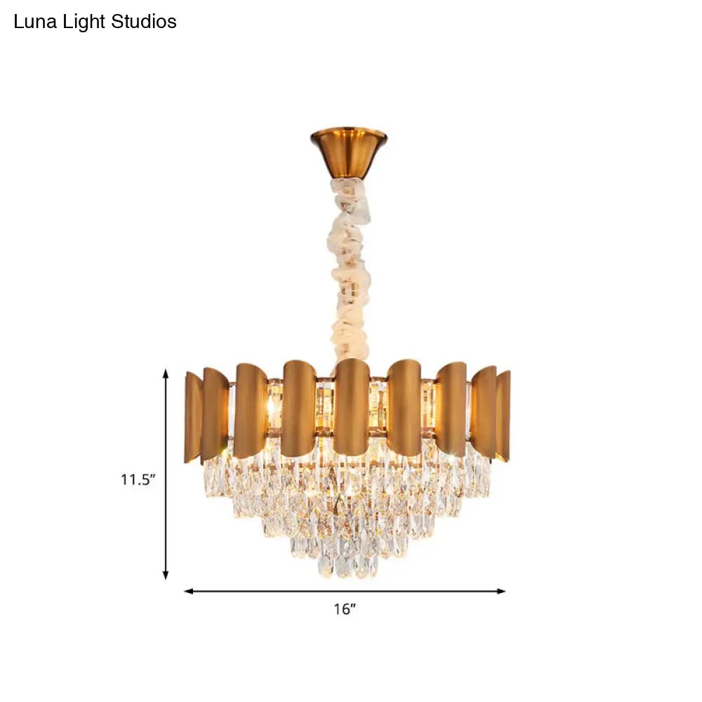 Modern Brass Pendant Lamp - Multi-Light Chandelier With Faceted Crystal