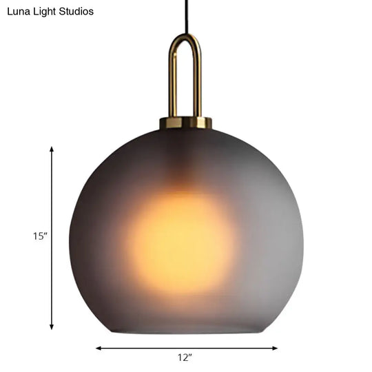 Modern Brass Living Room Pendant Lamp - Globe Clear/Smoky Glass Shade 1 Light 8/10/12 Wide