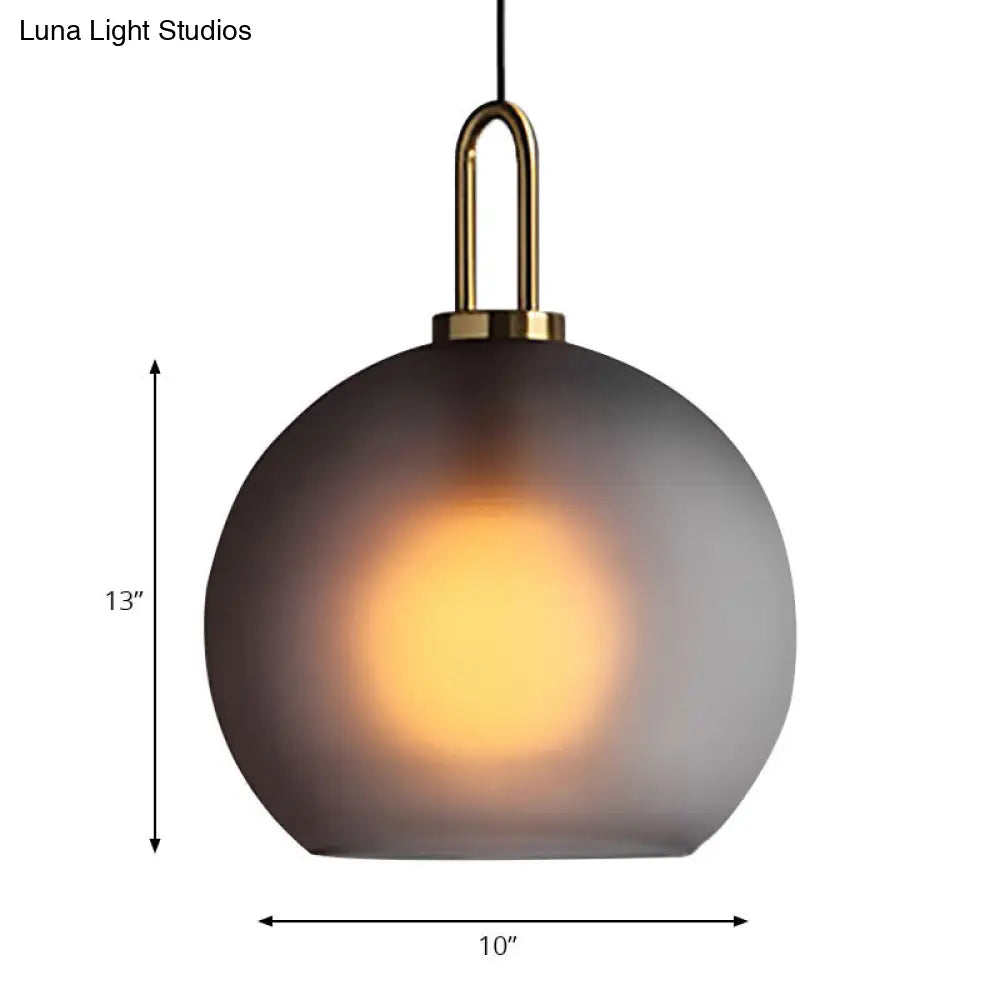 Modern Brass Living Room Pendant Lamp - Globe Clear/Smoky Glass Shade 1 Light 8/10/12 Wide