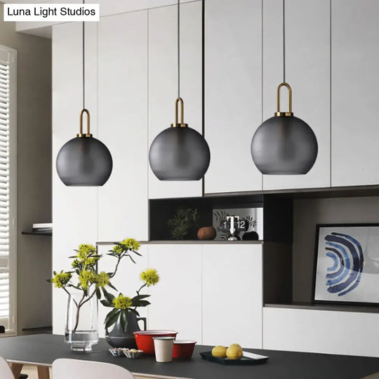 Modern Brass Pendant Lamp With Clear/Smoky Glass Shade - 1 Light 8’/10’/12’ Wide