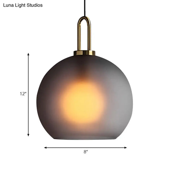 Modern Brass Living Room Pendant Lamp - Globe Clear/Smoky Glass Shade 1 Light 8/10/12 Wide