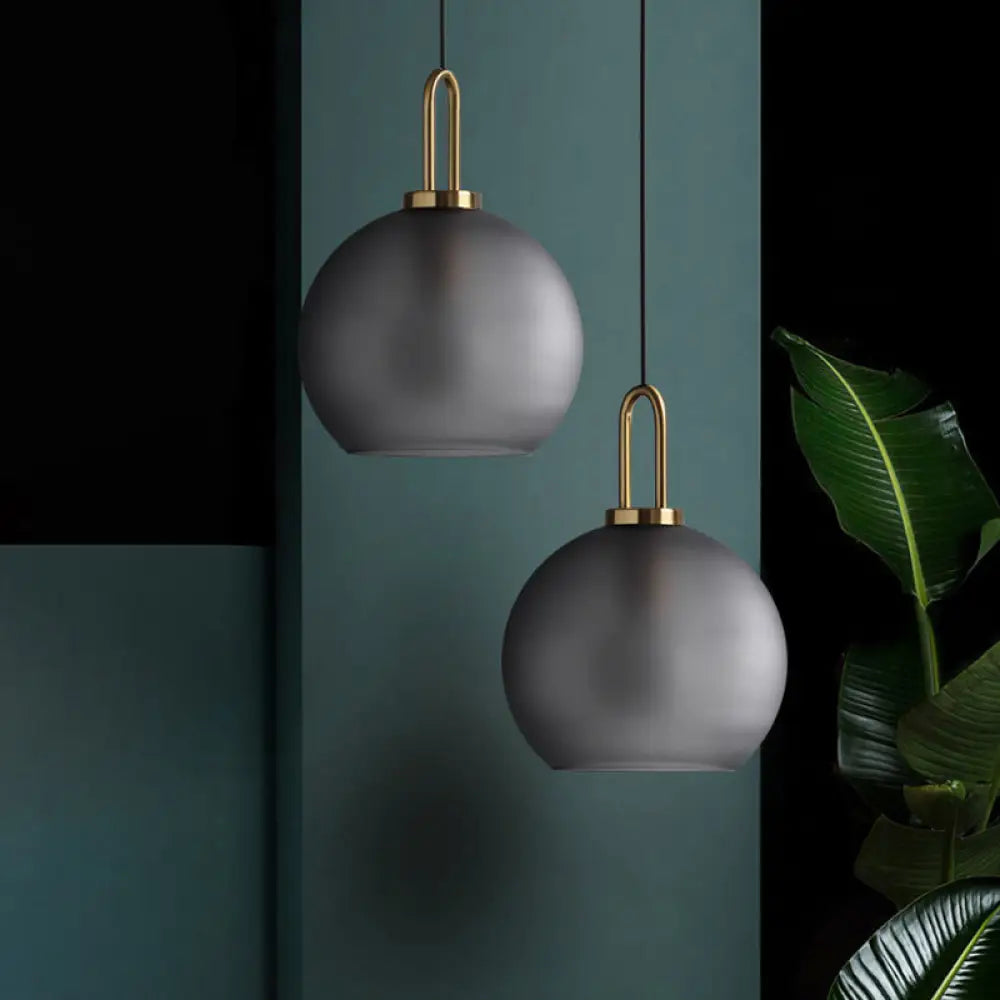 Modern Brass Pendant Lamp With Clear/Smoky Glass Shade - 1 Light 8’/10’/12’ Wide Smoke Gray / 8’