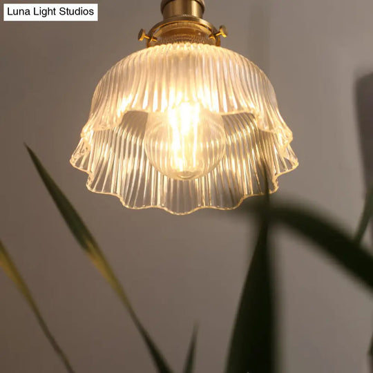 Fluted Glass Pendant Light With Brass Lamp Socket - Contemporary Kitchen Lighting

This Revised