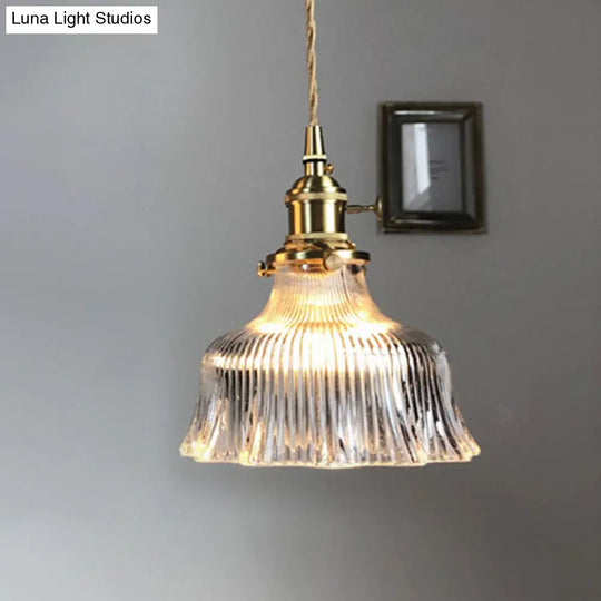 Fluted Glass Pendant Light With Brass Lamp Socket - Contemporary Kitchen Lighting

This Revised