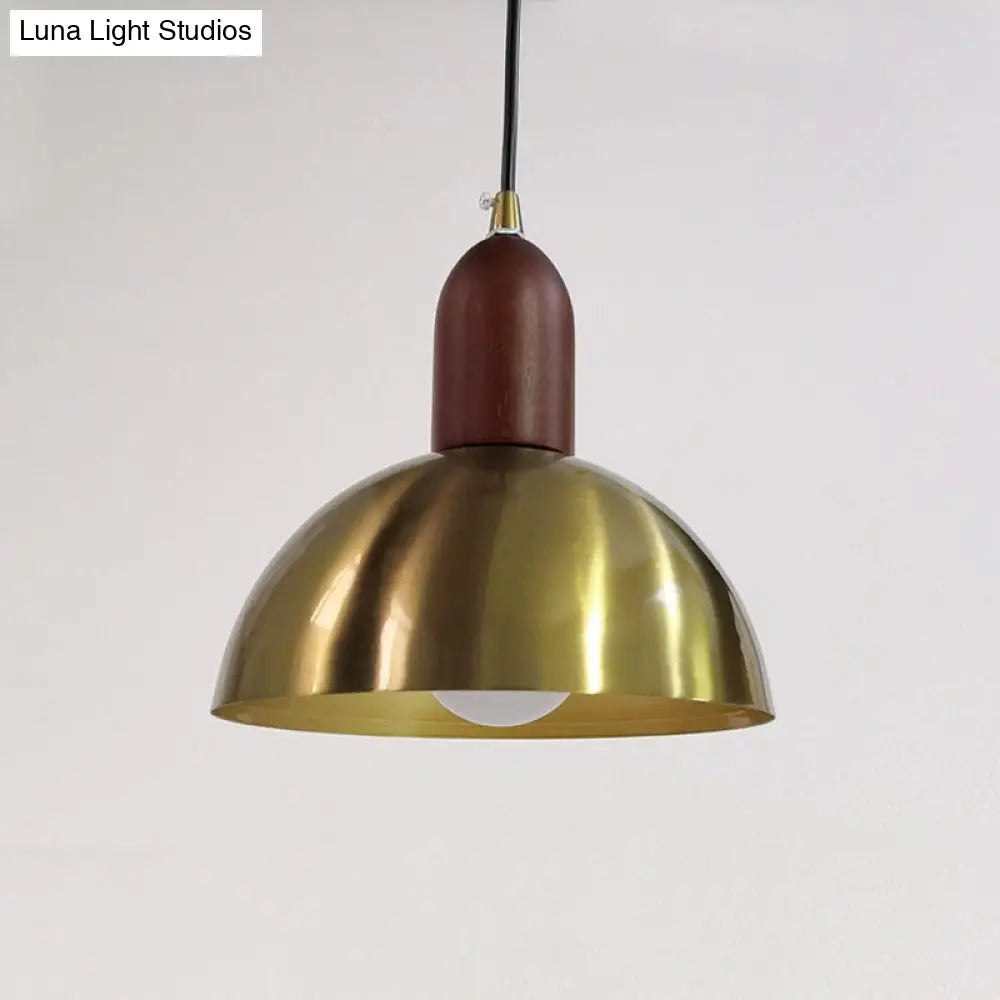 Postmodern Dome Pendant Light In Metallic Brass Finish For Living Room Suspension