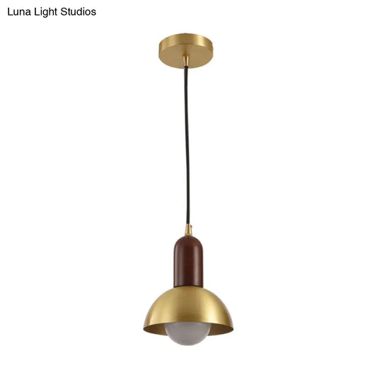 Postmodern Dome Pendant Light In Metallic Brass Finish For Living Room Suspension