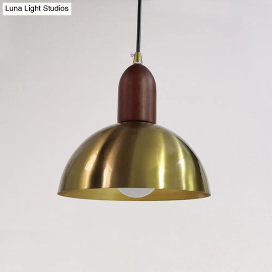 Modern Brass Pendant Light With Dome Shade - Single Postmodern Suspension Fixture For Living Room