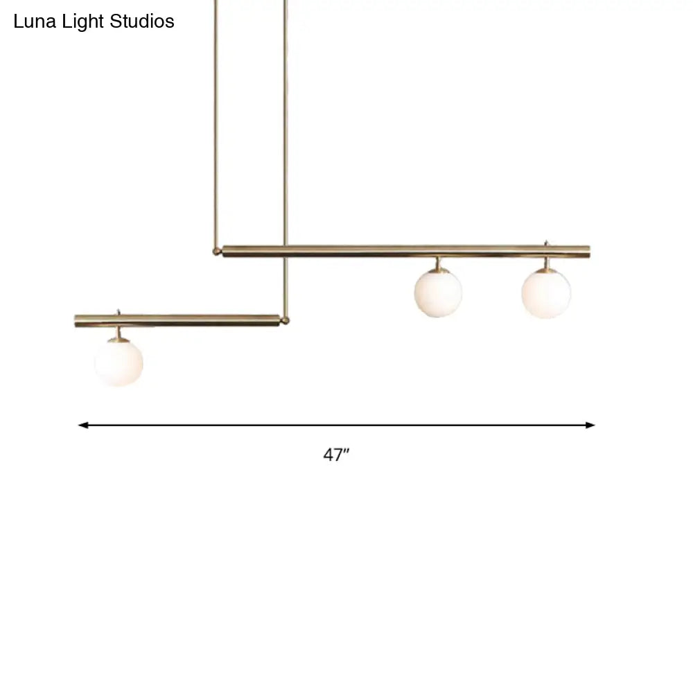 Modern Brass Pendant Light With Orbit Shade: Linear Office Chandelier (3/6/7 Lights)