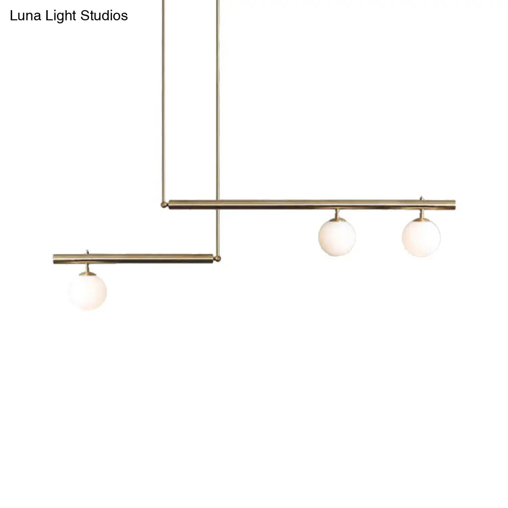 Modern Brass Pendant Light With Orbit Shade: Linear Office Chandelier (3/6/7 Lights)