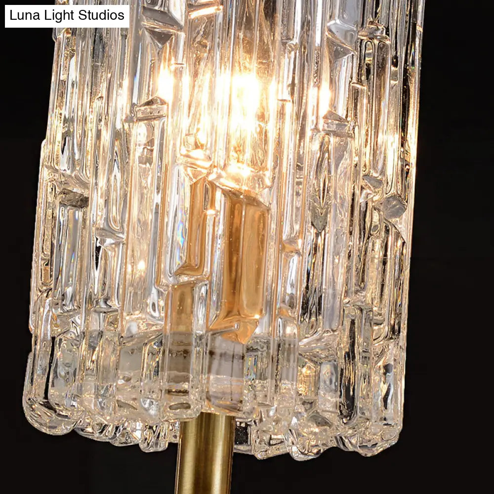 Modern Brass Sconce Light With Clear Glass Shade - Wall Mounted 1/2-Light For Living Room