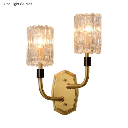 Modern Brass Sconce Light With Clear Glass Shade - Wall Mounted 1/2-Light For Living Room