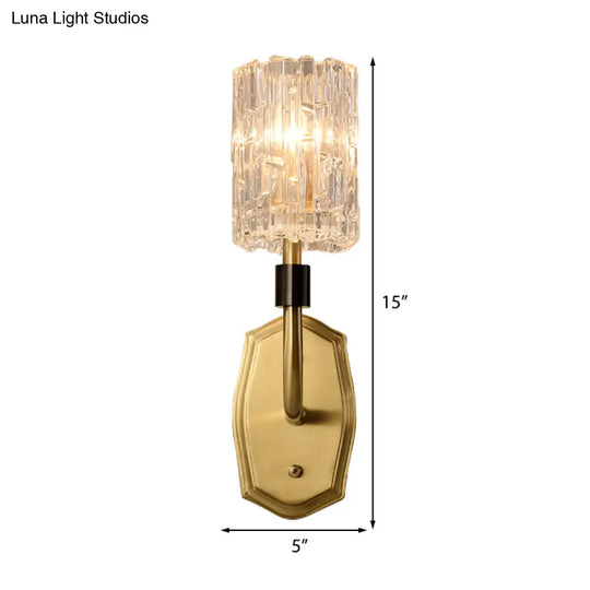 Modern Brass Sconce Light With Clear Glass Shade - Wall Mounted 1/2-Light For Living Room