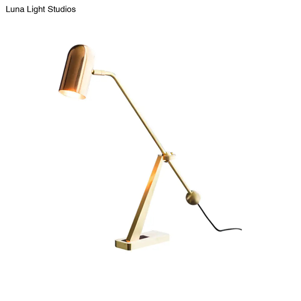 Modern Brass Tubular Reading Book Light For Study Tasks - 1 Bulb Task Lighting