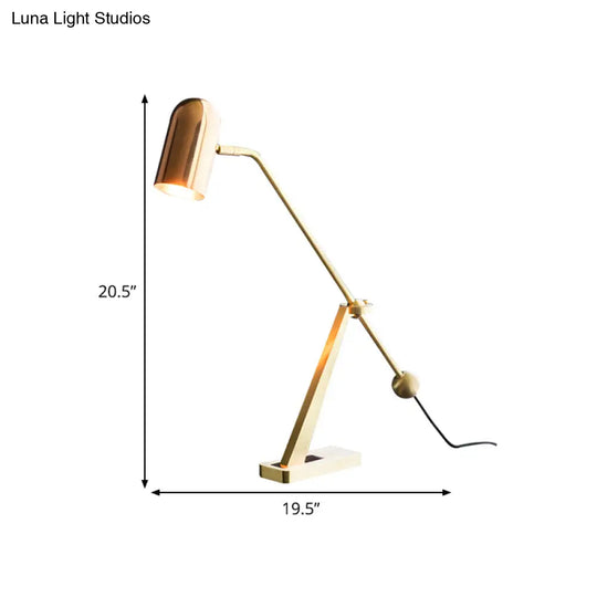 Modern Brass Tubular Reading Book Light For Study Tasks - 1 Bulb Task Lighting