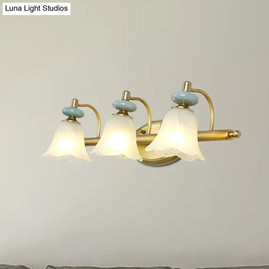 Modern Brass Vanity Light With Milk Glass Shades - Wall Mounted Lamp 2/3 Heads