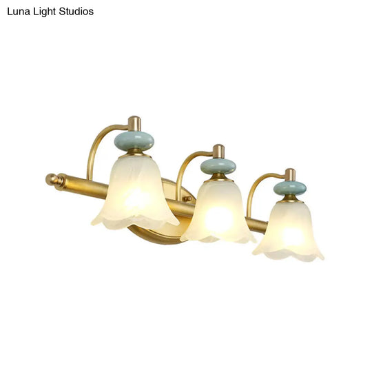 Modern Brass Vanity Light With Milk Glass Shades - Wall Mounted Lamp 2/3 Heads