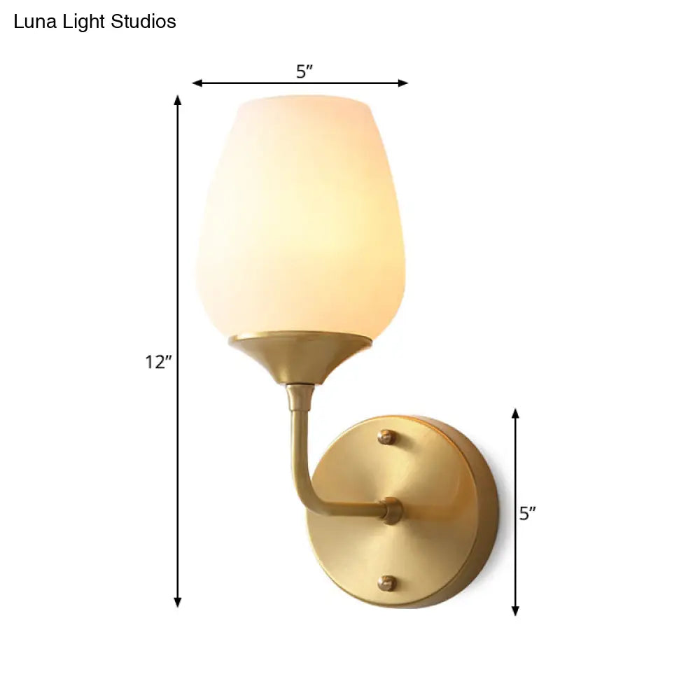 Modern Brass Wall Mount Light With Cream Glass Cup Shade Stylish Lighting Fixture For Living Room