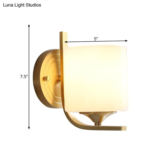 Modern Brass Wall Sconce Light With Drum Shade For Bedroom