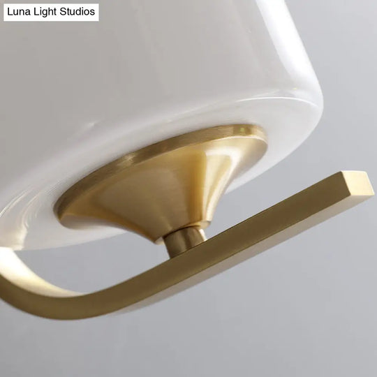 Modern Brass Wall Sconce Light With Drum Shade For Bedroom