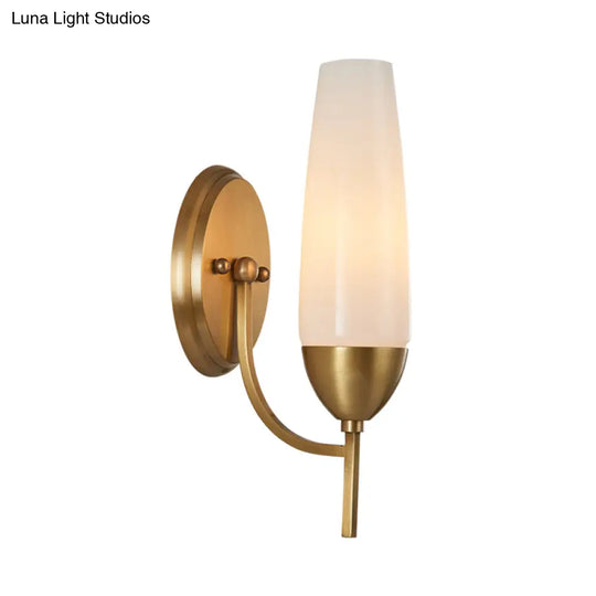 Modern Brass Wall Sconce Light With Milky Glass Shade