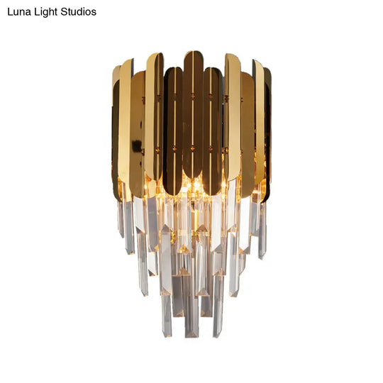 Modern Brass Wall Sconce With K9 Crystal Light Fixture - Perfect For Bedroom Lighting