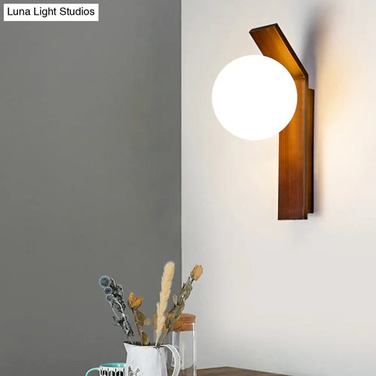 Modern Bronze/Copper Dining Room Wall Lamp: 1-Bulb Sconce Light With Milk Glass Shade