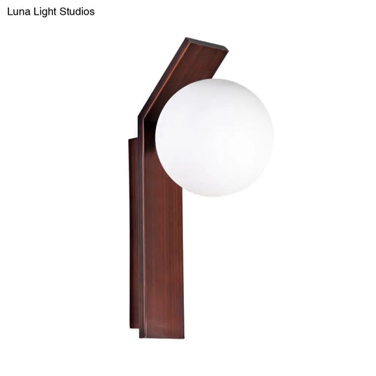 Modern Bronze/Copper Dining Room Wall Lamp: 1-Bulb Sconce Light With Milk Glass Shade