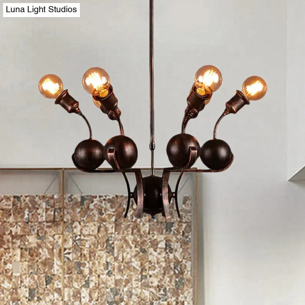 Modern Bronze Loft Style Chandelier With 6 Metal Ball Hanging Lights