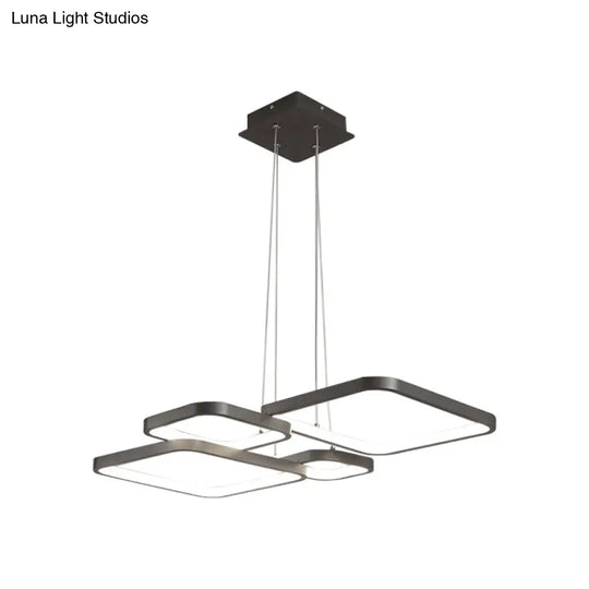 Sleek Brown 4/5 Tiered Led Chandelier With Acrylic Square Design In Warm/White Light