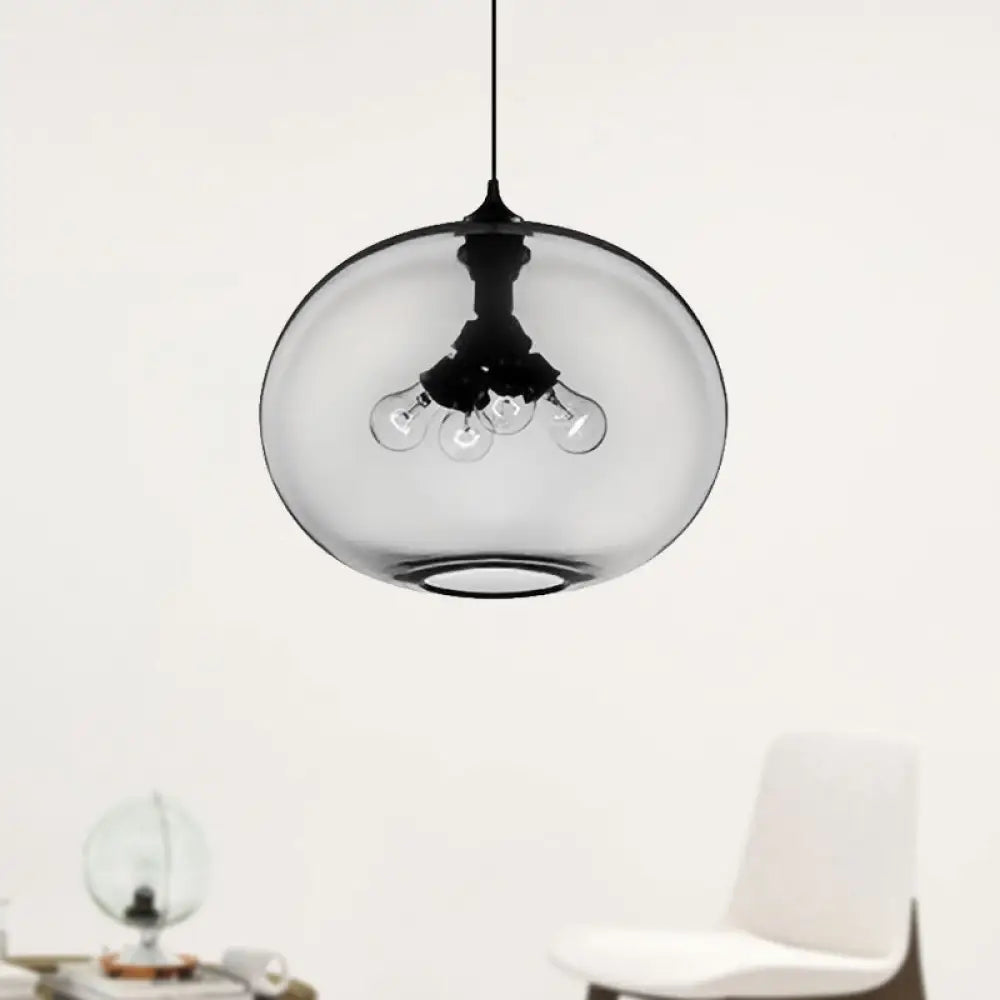 Modern Brown/Clear/Amber Oval Glass Pendant Light - 4-Light Ceiling Hanging Fixture Clear