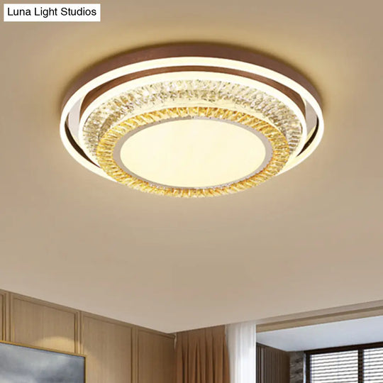 Modern Brown Flush Mount Crystal Block Led Lamp For Living Room