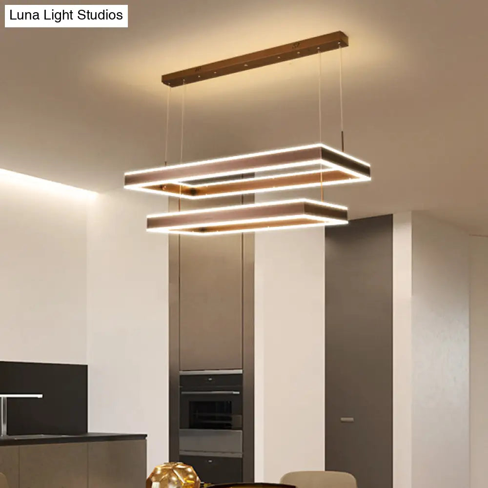 Modern Brown Led Chandelier: Aluminum 2/3-Tiered Pendant Light Warm/White Illumination