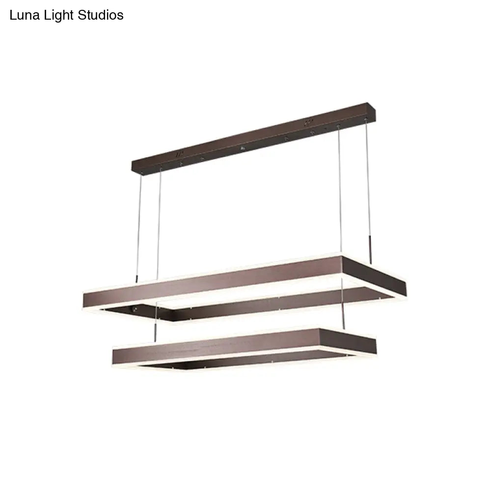 Modern Brown Led Chandelier: Aluminum 2/3-Tiered Pendant Light Warm/White Illumination