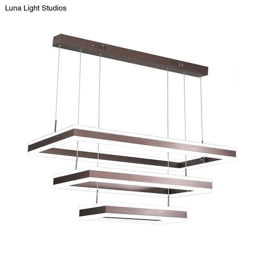 Modern Brown Led Chandelier: Aluminum 2/3-Tiered Pendant Light Warm/White Illumination