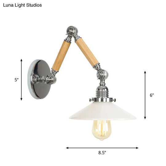 Modern Brown-Silver Reading Wall Lamp With Clear Glass Shade And Swing Arm