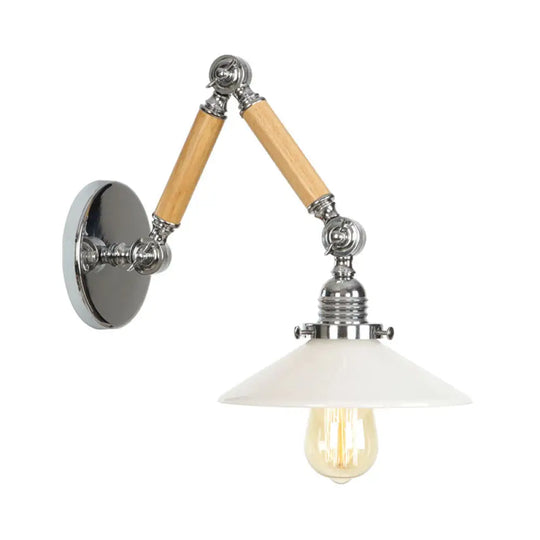 Modern Brown-Silver Reading Wall Lamp With Clear Glass Shade And Swing Arm Brown / G