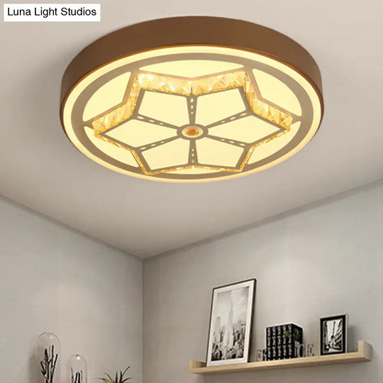 Modern Brown/White Flushmount Ceiling Light With Crystal Deco For Bedroom Brown / 3 Color B