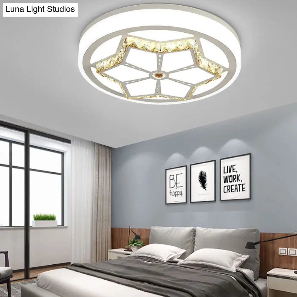 Modern Brown/White Flushmount Ceiling Light With Crystal Deco For Bedroom White / D
