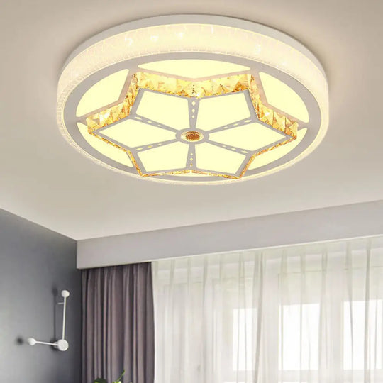 Modern Brown/White Flushmount Ceiling Light With Crystal Deco For Bedroom White / 3 Color C