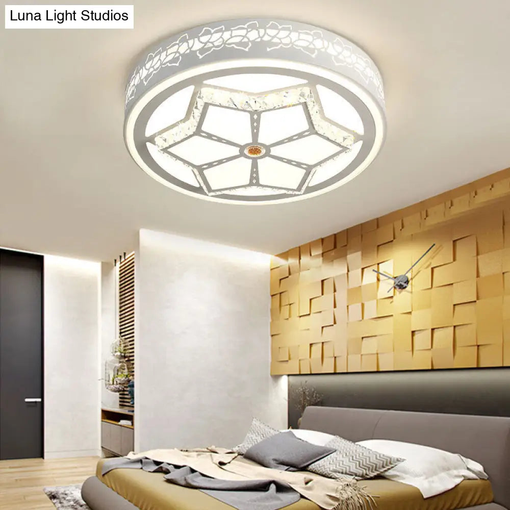Modern Brown/White Flushmount Ceiling Light With Crystal Deco For Bedroom White / A