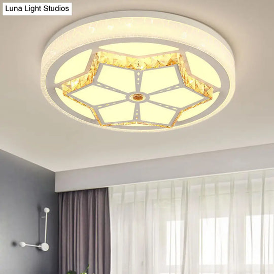 Modern Brown/White Flushmount Ceiling Light With Crystal Deco For Bedroom White / 3 Color C