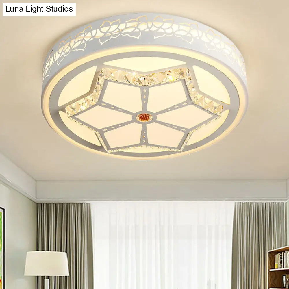 Modern Brown/White Flushmount Ceiling Light With Crystal Deco For Bedroom
