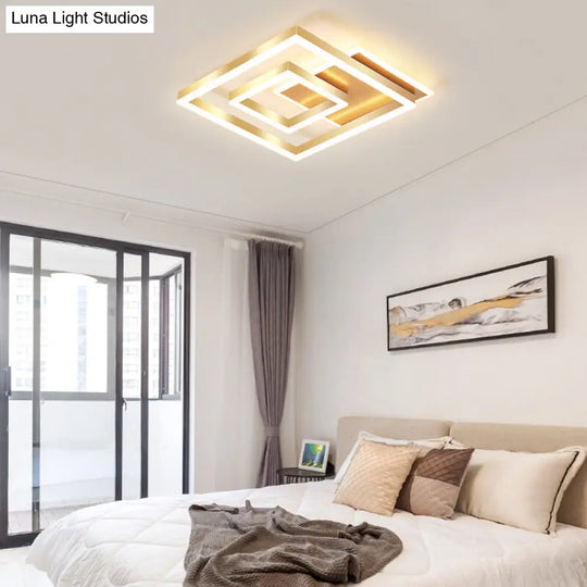 Modern Brushed Gold Square Acrylic Led Ceiling Light Fixture