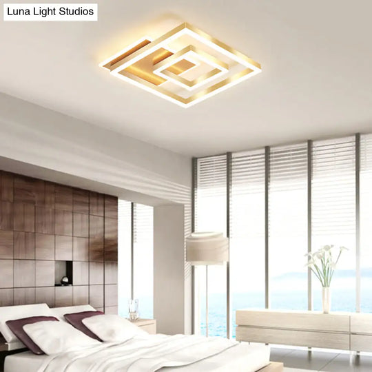 Modern Brushed Gold Square Acrylic Led Ceiling Light Fixture