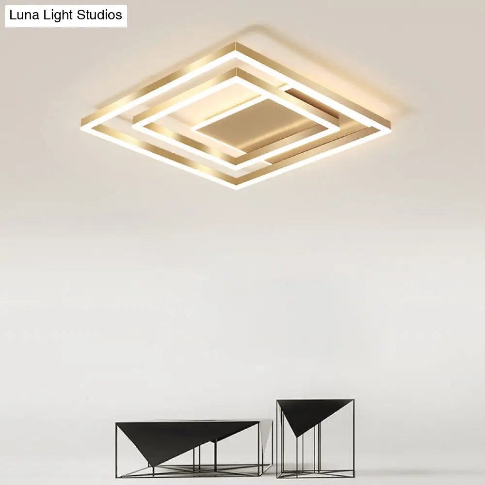 Modern Brushed Gold Square Acrylic Led Ceiling Light Fixture