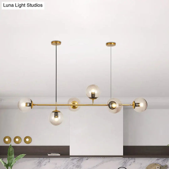 Modern Bubble Chandelier Lighting - 6-Light Smoke Gray Glass Shade For Kitchen Dining Room