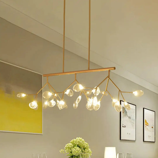 Modern Bubble Chandelier With Clear Glass 27 Heads Black/Gold - Dining Room Hanging Light Kit Gold