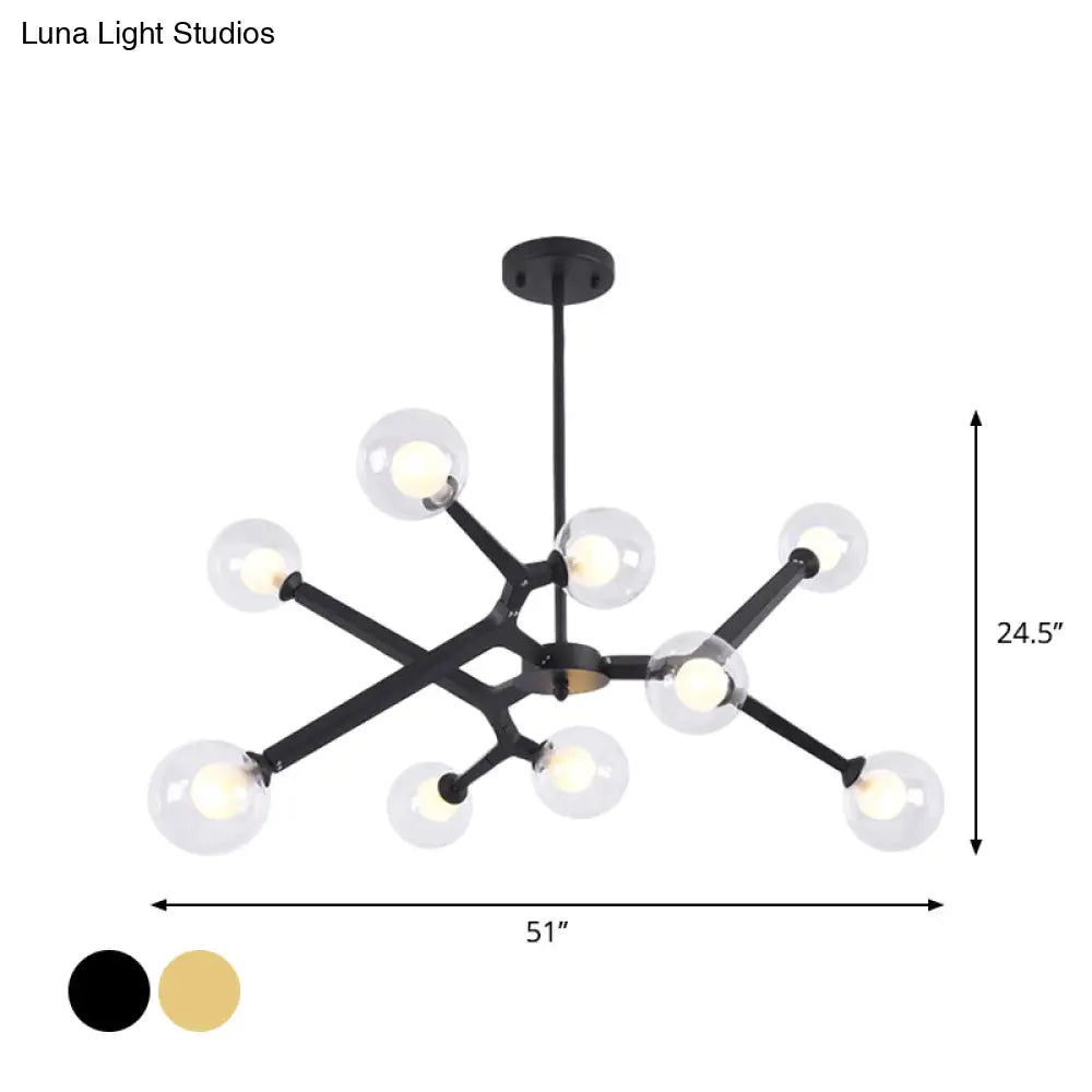 Modern Bubble Glass Ceiling Chandelier With 5/9 Lights - Elegant Luminaire Lighting In Black/Gold