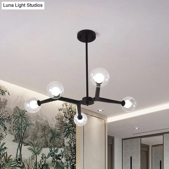 Modern Bubble Glass Ceiling Chandelier With 5/9 Lights - Elegant Luminaire Lighting In Black/Gold