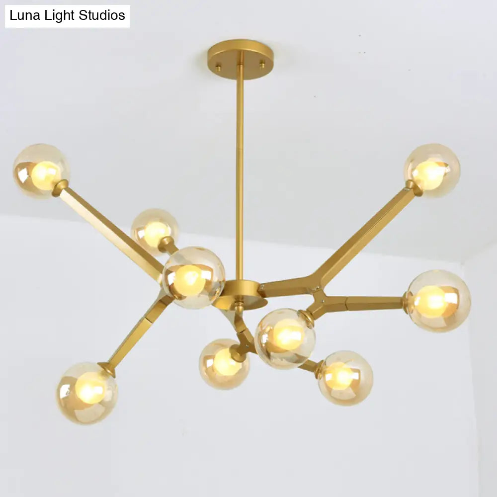 Modern Bubble Glass Ceiling Chandelier With 5/9 Lights - Elegant Luminaire Lighting In Black/Gold